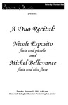 A Duo Recital: Nicole Esposito and Michel Bellavance, October 11, 2011 [program]