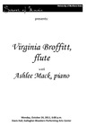 Virginia Broffitt, flute, with Ashlee Mack, piano, October 24, 2011 [program]
