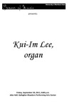 Kui-Im Lee, organ, September 30, 2011 [program]