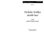 Nicholas Walker, double bass, with Gabriel Shuford, piano, April 22, 2010 [program] by University of Northern Iowa. School of Music.
