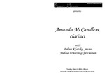 Amanda McCandless, clarinet, March 2, 2010 [program] by University of Northern Iowa. School of Music.