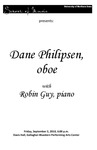 Dane Philipsen, oboe, with Robin Guy, piano, September 3, 2010 [program] by University of Northern Iowa. School of Music.