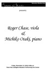 Roger Chase, viola, & Michiko Otaki, piano, November 12, 2010 [program] by University of Northern Iowa. School of Music.