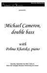 Michael Cameron, double bass, with Polina Khatsko, piano, September 18, 2010 [program] by University of Northern Iowa. School of Music.