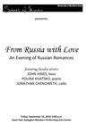 From Russia with Love, and evening of Russian Romances, September 10, 2010 [program] by University of Northern Iowa. School of Music.