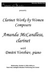 Clarinet Works by Women Composers: Amanda McCandless, clarinet, October 6, 2010 [program] by University of Northern Iowa. School of Music.