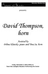 David Thompson, horn, November 5, 2010 [program] by University of Northern Iowa. School of Music.