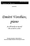 Dmitri Vorobiev, piano, An All-Beethoven Recital - the second in a series, December 2, 2010 [program]