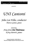 UNI Cantorei, November 2, 2010 [program] by University of Northern Iowa. School of Music.