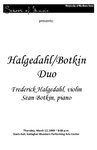 Halgedahl/Botkin Duo, March 12, 2009 [program] by University of Northern Iowa. School of Music.