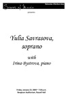 Yulia Savrasova, soprano [program] by University of Northern Iowa. School of Music.