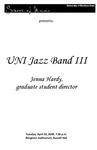 UNI Jazz Band III, April 28, 2009 [program] by University of Northern Iowa. School of Music.