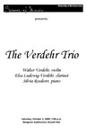 The Verdehr Trio, October 3, 2009 [program]