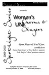 Women's Chorus and UNI Singers, October 22, 2009 [program] by University of Northern Iowa. School of Music.