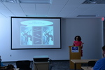 Deborah Whaley discuss her new book "Black Women in Sequence: Re-inking Comics, Graphic Novels and Anime" at the 2016 RodCon Mini Comi Con by University of Northern Iowa. Rod Library.