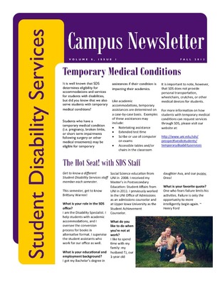 Uni Student Disabiility Services Newsletter Student Disability Services University Of Northern Iowa