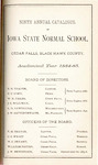 Ninth Annual Catalogue of Iowa State Normal School, 1884-85