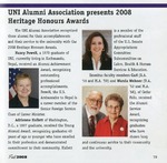 UNI Alumni Association presents 2008 Heritage Honours Awards, Northern Iowa Today, Fall 2008