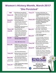 Women's History Month, March 2017: Calendar: 'She Persisted" [poster] by University of Northern Iowa. Women's and Gender Studies Program.