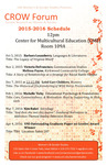 UNI Women's & Gender Studies Presents: CROW Forum: Current Research on Women & Gender, 2015-2016 Schedule [poster] by University of Northern Iowa. Women's and Gender Studies Program.